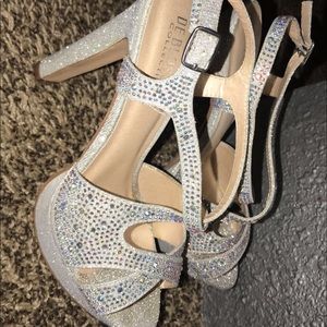 Silver glitter heels
